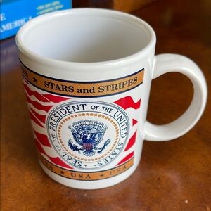 Vintage Presidential Mug Red and White Ceramic